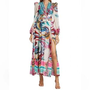 PatBO Floral Chiffon Plunge Maxi Dress